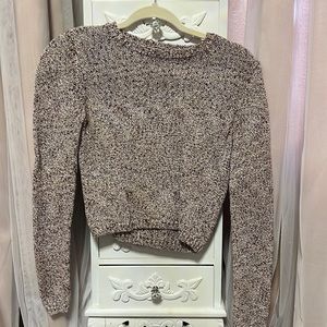 A burgundy and white crop  sweater